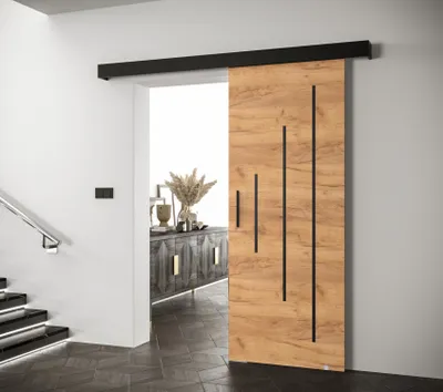 Produktbild von Schiebetür mit schwarzem Griff SALOME 11 – Eiche Craft Gold / Schwarz