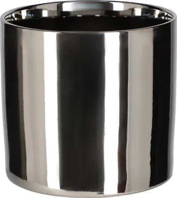 Produktbild von KOTARBAU® Glänzend Blumentopf ⌀160mm Zylinder Pflanztopf Keramik Übertopf Silber