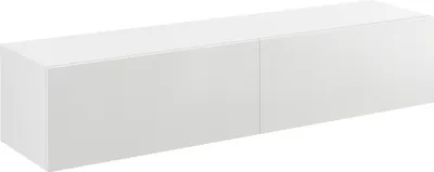 Produktbild von Hängeboard Evaton Weiß Hochglanz Hängeschrank 140x33x30cm Wohnwand mit 2 Ablagefächern TV Lowboard Hängekonsole Hängend [en.casa]