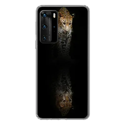 Produktbild von MuchoWow® Handyhülle Schutzhülle Hülle für Huawei P40 Pro Leopard - Reflexion - Schwarz Silikon Softcase Handy Hülle - Schutz