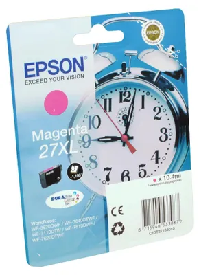 Produktbild von Epson Alarm clock Singlepack Magenta 27XL DURABrite Ultra Ink, High (L) Yield, Magenta, Tinte auf Pigmentbasis, 10,4 ml, 1 Stück(e), Einzelpackung