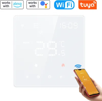 Obrázok produktu pre Tuya Wifi digitálny displej, inteligentný regulátor teploty, multifunkčný termostat na vodu/elektrické vykurovanie vody/plynový kotol, dotykový panel na reguláciu teploty, kompatibilný s Amazon Alexa a Google Home