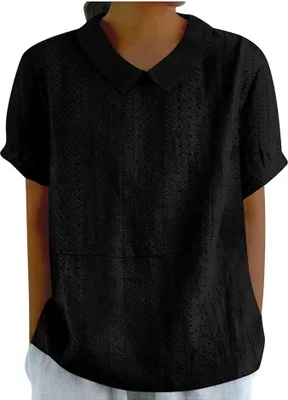 Produktbild von Damen Mit Print Sommer Bluse Lässiges Farbblock-/ lockere, Bequeme Kurzarm-Tops mit V-Ausschnitt