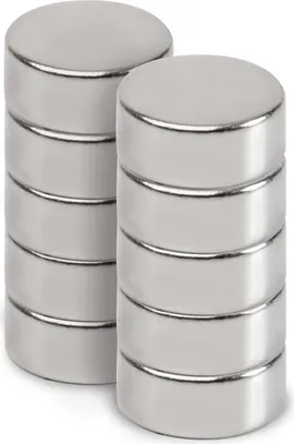 Produktbild von MAUL Magnet rund 10 Stück 4 kg Stahl Metall Neodym magnetisch Ø 1.2 x 0.5 cm silber