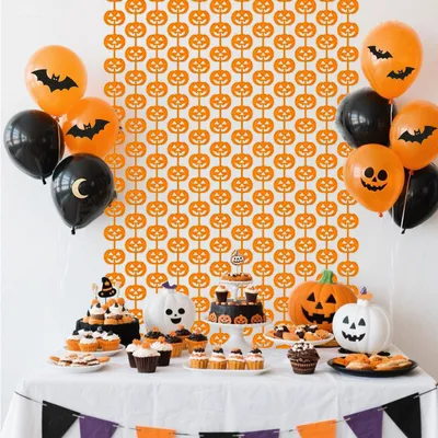 Halloween-Vorhang 2er-Set, Kürbis-Design, 1 m x 2 m, Party-Deko