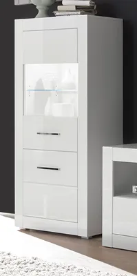 Produktbild von Vitrine "Carrara" weiß Hochglanz Wohn- und Esszimmer Vitrinenschrank halbhoch