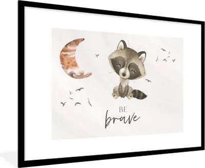 Produktbild von MuchoWow® Gerahmtes Poster Aquarell - Sei mutig - Zitate - Kinder - Jungen - Mädchen 90x60 cm - Poster mit Schwarzem Bilderrahmen Wandposter Rahmen Foto Bilder - Wanddekoration - Fotos