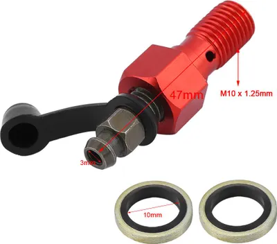 Immagine prodotto di M10x1.25mm cilindro freno moto pinza freno vite di spurgo nipplo banjo bolt dust cap rosso