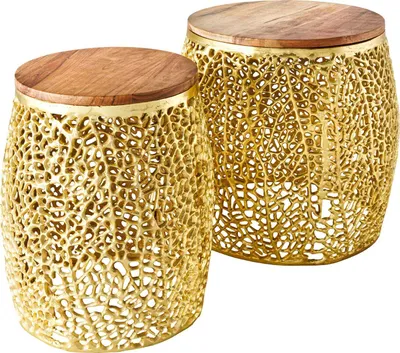 Produktbild von Couchtisch 40cm Holz Gold Design Tisch Modern Wohnzimmer JETZT KAUFEN