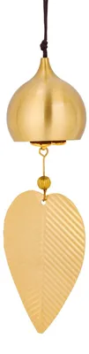 Windspiel aus Messing, 35 cm, gold, klarer Klang, Fensterdeko