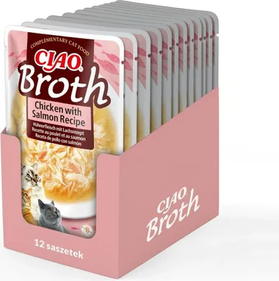 Produktbild von INABA CIAO Nassfutter für Katzen Delikatesse Hühnerbrühe mit Lachs 24x40g