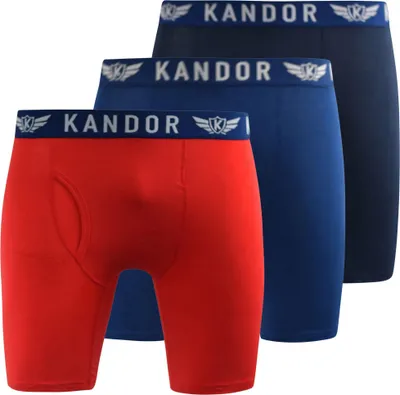 Produktbild von Kandor - "Bambuso" Boxershorts für Herren(3er-Pack) BG1727 (L) (Blau/Rot)
