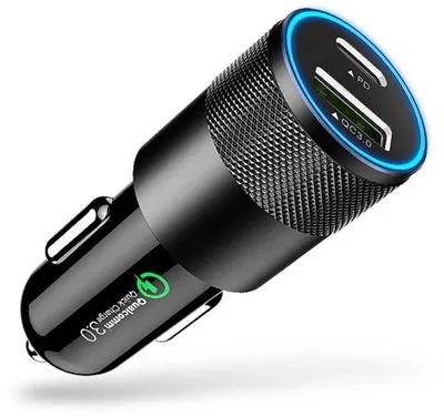 Produktbild von Auto Ladegerät - USB-Ladegerät für Auto - 2-Port USB-C Ladegerät - Schnellladegerät - Schwarz