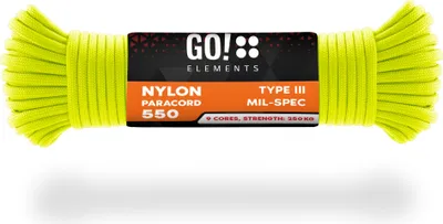 Produktbild von GO!elements 15m Paracord Seil aus reißfester Nylonschnur - 4mm Paracord 550 Typ III Schnur - geeignet als Allzweckseil & Reepschnur - Max. 250kg, Farbe: Neon
