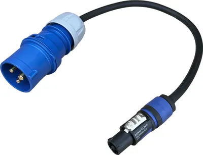 Produktbild von NWP Netzkabel 0,5m 3-Pol CEE Stecker 16A auf powerCON blau NAC3FXXA-W-S - 3x1,5mm² - Gummischlauchleitung