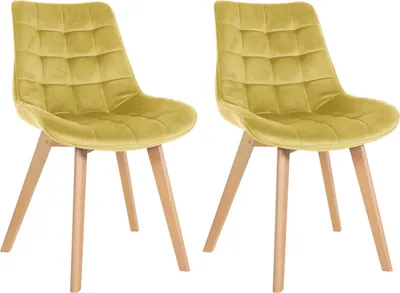 Produktbild von CLP 2er Set Esszimmerstühle Brook mit Samtbezug gelb