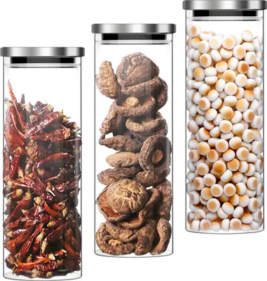 Produktbild von Vorratsgläser Vorratsglas 3x1700ml Ø9,5cm Glas Lebensmittelglas Edelstahldeckel, Edelstahldeckel Glasdosen Dosen Aufbewahrungsbehälter