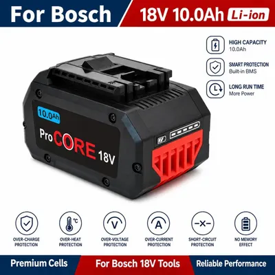 Image de Batterie lithium-ion 18V 10,0Ah avec chargeur – Kit de batterie de remplacement pour outils sans fil – Haute capacité – Compatible avec les visseuses 18V – 1 batterie + 1 chargeur