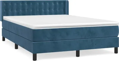Produktbild von vidaXL Boxspringbett mit Matratze Dunkelblau 140x190 cm Samt