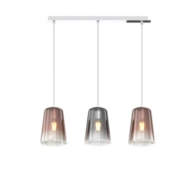 Immagine prodotto di Sospensione Contemp. Rett. Shaded Metallo Cromo Vetro Rame E Cromo 3 Luci E27