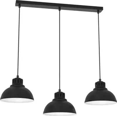 Image de Lampe suspendue Loft sur table bande noire 3 abat-jours Sven 3xE27 15W Luminex