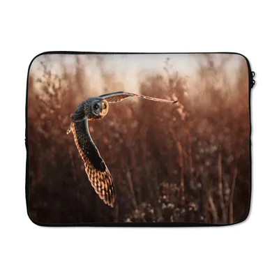 Produktbild von MuchoWow® Laptop Hülle 17 Zoll Laptoptasche Vogel - Eule - Sonnenuntergang - Natur - Zipper - Schutzabdeckung