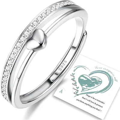 Produktbild von Ring Silber 925 Damen Verstellbar Herz Zirkonia Rosegold Bandring