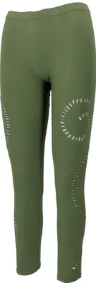 Produktbild von Psytrance Goa Damen Leggings, Yoga Leggings - Olivgrün, Elasthan,Baumwolle, Größe: S/M