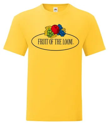 Produktbild von Fruit of the Loom Iconic 150 T-Shirt mit Vintage-Logo auf der Brust Farbe: sonnenblumengelb - Vintage-Logo groß Größe: XL