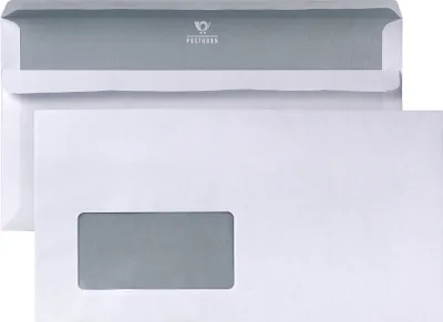 Produktbild von Briefumschlag Kompakt 235 x 125 mm (B x H) mit Fenster 75g/m mit Selbstklebung Papier wei 1.000 St./Pack.