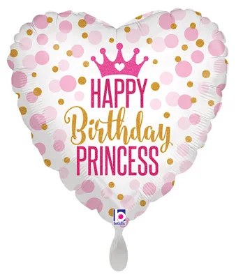 Produktbild von Folienballon Herz Glitter Birthday Princess 45cm