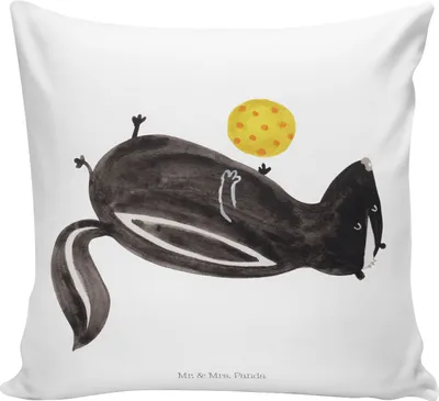 Produktbild von Mr. & Mrs. Panda kissen bedruckt Stinktier Ball - Weiß - Geschenk, Kuschel, Raubtier, Polsterkissen, Kuschelkissen, Weisheit, 40x40, Skunk, Stinker, Wildtier, Couchkissen
