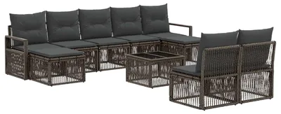 Image de Ensemble de canapés de jardin vidaXL, 10 pièces, gris, en polyrotin