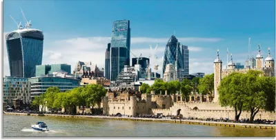 Produktbild von ARTland Glasbild London Finanzviertel Größe: 100x50 cm