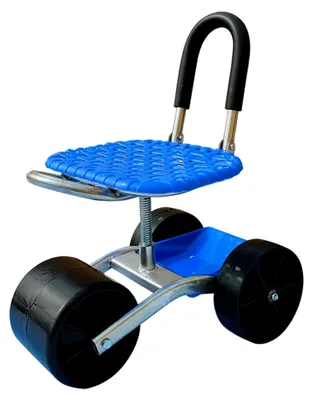 Produktbild von Gartenwagen mit Sitz – Verstellbarer Gartensitz auf Rädern | Drehbarer Hockerstuhl 360 ° für Rasen, Garage, Outdoor, Camping und Unkraut