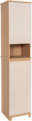 Produktbild von Mdf-säule mit 2 türen + 1 regal + 1 integrierter wäschekorb - rivoli - Tendance