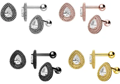 Produktbild von Ohrpiercing Chirurgenstahl Ohrpiercing TROPFEN + KRISTALL