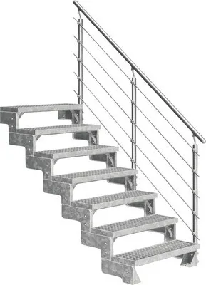 Produktbild von Aussentreppe Pertura Tallis mit Prova Geländer 7 Steigungen 80 cm Gitterrost