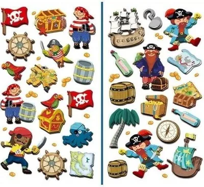 Immagine prodotto di mix di adesivi pirata 3D (scuola e cancelleria)