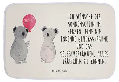 Produktbild von Mr. & Mrs. Panda Badematte Koala Luftballon - Weiß - Geschenk, Badteppich, Duschvorleger, Badvorleger, Badezimmerteppich, Party, duschmatte, Geburtstag