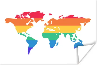 Produktbild von MuchoWow® Poster Weltkarte - Stolzflagge - Regenbogen 60x40 cm - Schlafzimmerdekoration