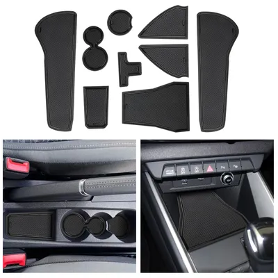 Image de Compatibles avec l'Audi A1 GB 2019-2023, 2024 et 2025. Tapis en caoutchouc pour la console centrale, tapis antidérapants pour voiture, tapis de sol en caoutchouc pour Audi A1 Sportback 2024 (noirs)