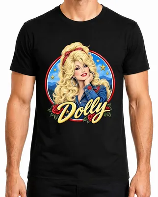 Obrázok produktu pre Dolly Parton, legendárna speváčka country hudby, pánske tričko s motívom, čierna farba, veľkosť 3XL