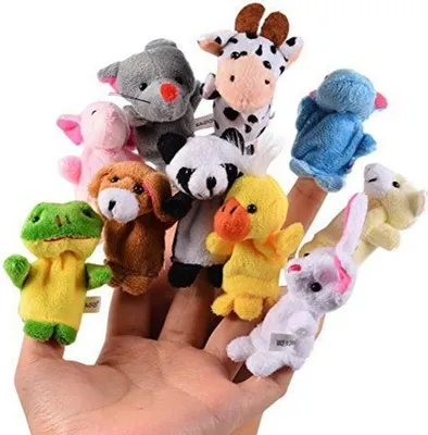 Obrázek produktu pro 10 malých zvířecích figurek, ručních loutek, plyšových figurek, rekvizit pro dětské narozeninové oslavy, křtiny, dětské oslavy, dárky pro hosty