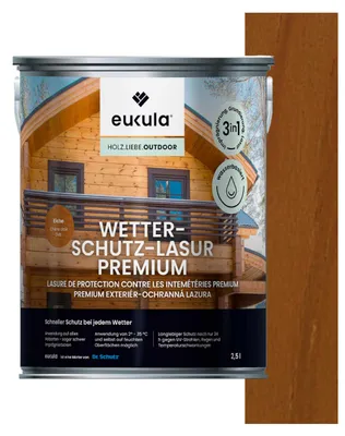 Produktbild von Eukula Wetterschutz-Lasur Premium, 2,5 Liter, Eiche