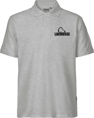 Produktbild von Huuraa Herren Polo Shirt Lacrosse Schriftzug S Sport Grey Bio Baumwolle Fairtrade Poloshirt Geschenkidee