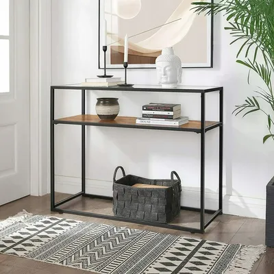 Zdjęcie produktu dla Industrialny Stolik Konsola Vintage Metal Szkło