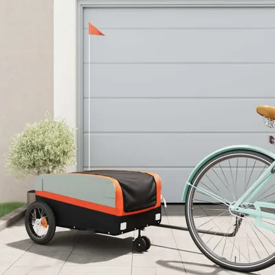 Produktbild von "Spring Sale"Robuste Fahrradanhänger - modernes Design - Transportanhänger - Schwarz und Orange 30 kg Eisen Promotion758179 - Fahrradanhänger