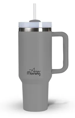 Produktbild von Any Morning SI2440217 Thermosbecher 1200 ml Grau, Doppelschicht-Edelstahl, auslaufsicherer Deckel, 9 Stunden heiß, 12 Stunden kalt, 40,58 oz