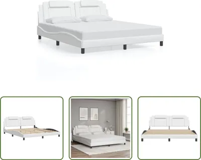 Produktbild von The Living Store Bettgestell mit Kopfteil Weiß 180x200 cm Kunstleder